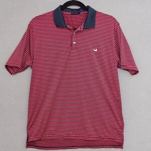 Southern Marsh Striped Red and Black Polo Shirt Size L